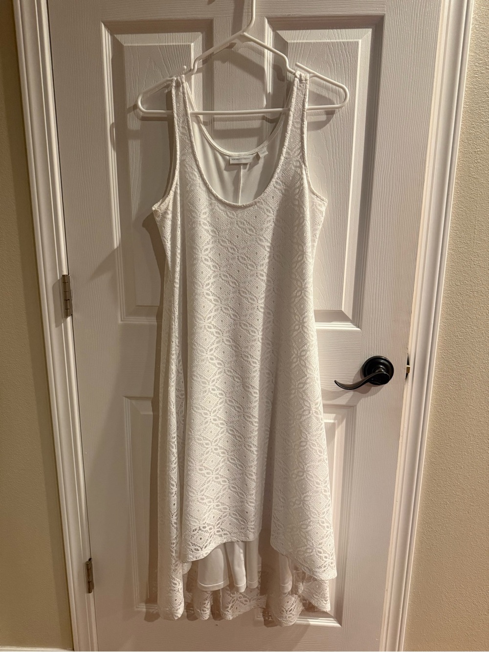 New York and Company Sleeveless White Lace High-Low Dress